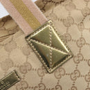 GUCCI GG Canvas Tote Bag Beige Gold Tone 131228 Auth 209142-15