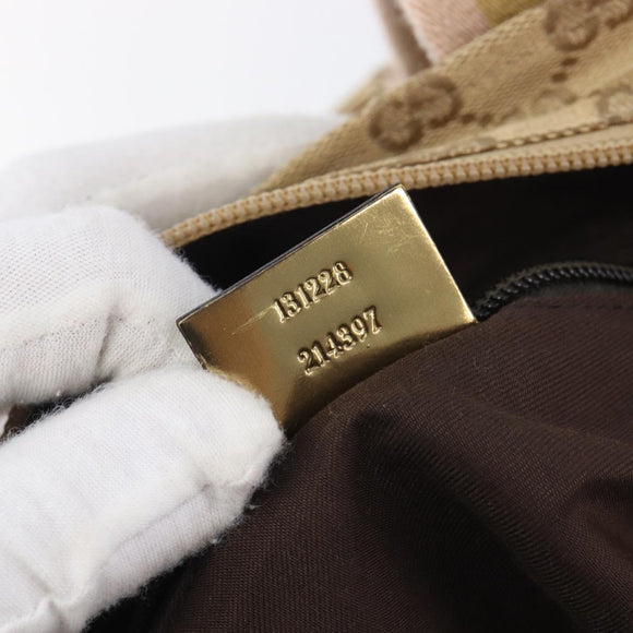 GUCCI GG Canvas Tote Bag Beige Gold Tone 131228 Auth 209142