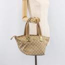 GUCCI GG Canvas Tote Bag Beige Gold Tone 131228 Auth 209142-25