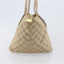 GUCCI GG Canvas Tote Bag Beige Gold Tone 131228 Auth 209142-4