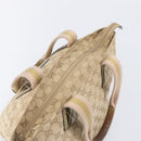 GUCCI GG Canvas Tote Bag Beige Gold Tone 131228 Auth 209142-6