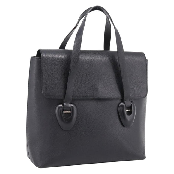 GUCCI Hand Bag Leather Black Silver 002 2123 0451 Auth 209143
