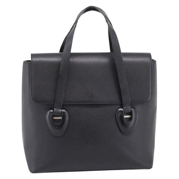 GUCCI Hand Bag Leather Black Silver 002 2123 0451 Auth 209143