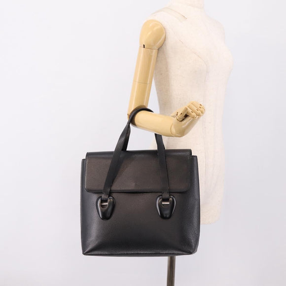 GUCCI Hand Bag Leather Black Silver 002 2123 0451 Auth 209143