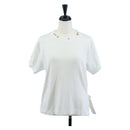 LOUIS VUITTON Side Strap Short-Sleeved T-Shirt Cotton White Gold LV Auth 209145-1