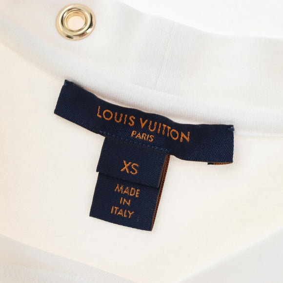 LOUIS VUITTON Side Strap Short-Sleeved T-Shirt Cotton White Gold LV Auth 209145