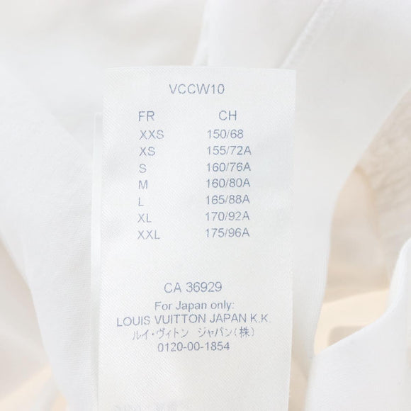 LOUIS VUITTON Side Strap Short-Sleeved T-Shirt Cotton White Gold LV Auth 209145