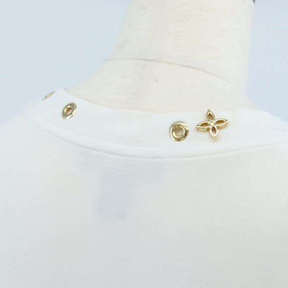 LOUIS VUITTON Side Strap Short-Sleeved T-Shirt Cotton White Gold LV Auth 209145