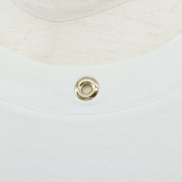 LOUIS VUITTON Side Strap Short-Sleeved T-Shirt Cotton White Gold LV Auth 209145