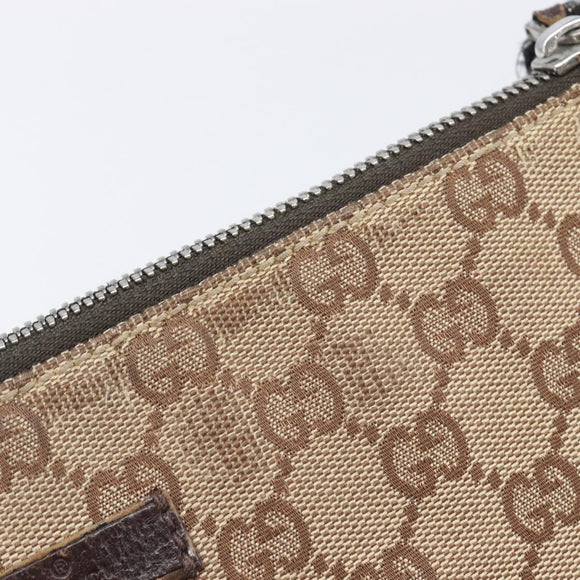 GUCCI GG Canvas Shoulder Bag Beige Silver 114273 Auth 209149