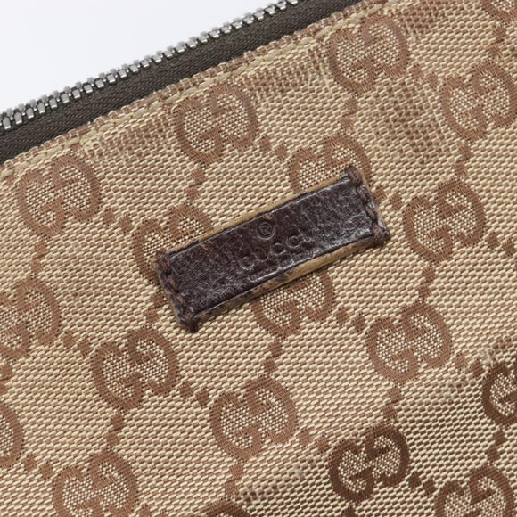 GUCCI GG Canvas Shoulder Bag Beige Silver 114273 Auth 209149