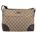 GUCCI GG Canvas Shoulder Bag Beige Silver 114273 Auth 209149-2