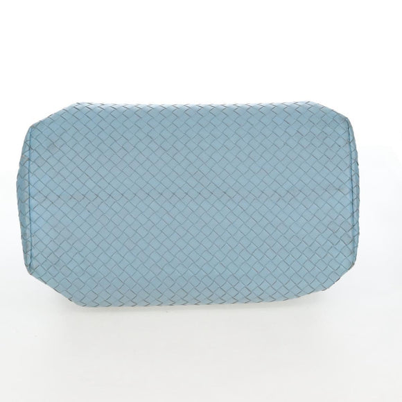 Bottega Veneta INTRECCIATO Rome Hand Bag Leather Light Blue Silver Auth 209151