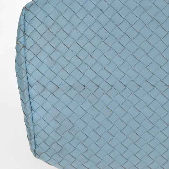 Bottega Veneta INTRECCIATO Rome Hand Bag Leather Light Blue Silver Auth 209151