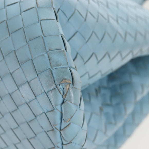 Bottega Veneta INTRECCIATO Rome Hand Bag Leather Light Blue Silver Auth 209151