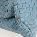 Bottega Veneta INTRECCIATO Rome Hand Bag Leather Light Blue Silver Auth 209151-18
