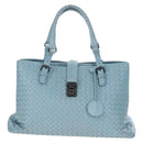 Bottega Veneta INTRECCIATO Rome Hand Bag Leather Light Blue Silver Auth 209151-2