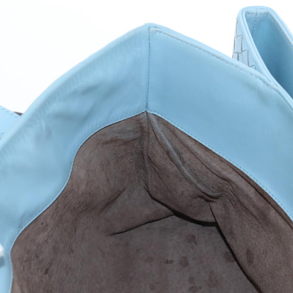 Bottega Veneta INTRECCIATO Rome Hand Bag Leather Light Blue Silver Auth 209151