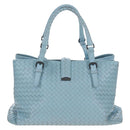 Bottega Veneta INTRECCIATO Rome Hand Bag Leather Light Blue Silver Auth 209151-3