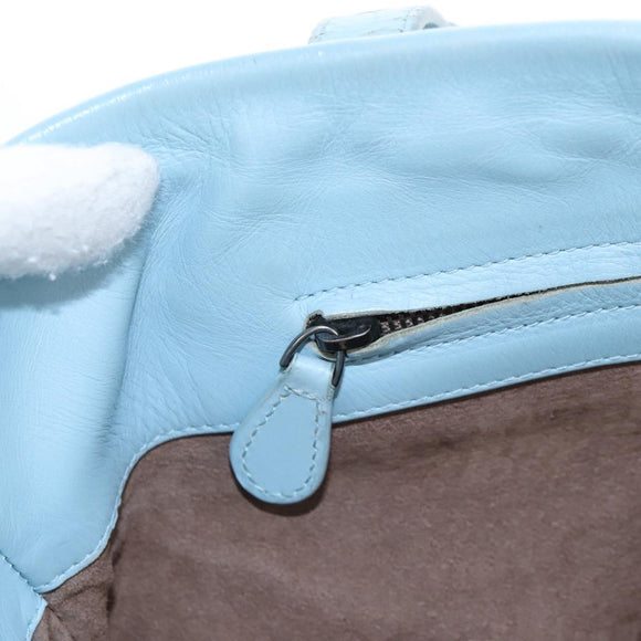 Bottega Veneta INTRECCIATO Rome Hand Bag Leather Light Blue Silver Auth 209151