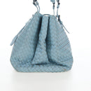 Bottega Veneta INTRECCIATO Rome Hand Bag Leather Light Blue Silver Auth 209151-4