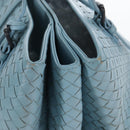 Bottega Veneta INTRECCIATO Rome Hand Bag Leather Light Blue Silver Auth 209151-7