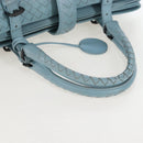 Bottega Veneta INTRECCIATO Rome Hand Bag Leather Light Blue Silver Auth 209151-9