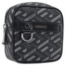 VERSACE Pouch PVC Leather Gray Silver Auth 209154-1