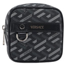 VERSACE Pouch PVC Leather Gray Silver Auth 209154-2