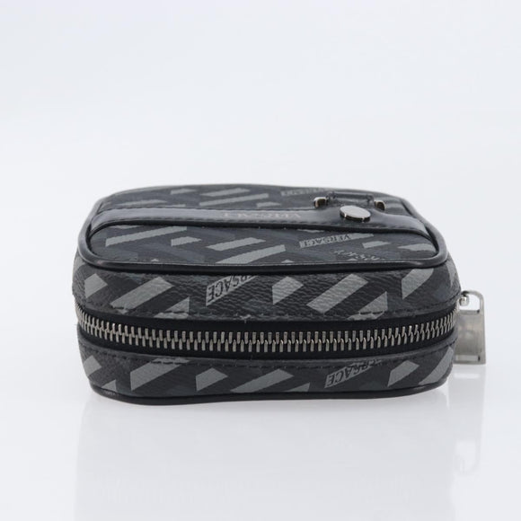 VERSACE Pouch PVC Leather Gray Silver Auth 209154