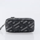 VERSACE Pouch PVC Leather Gray Silver Auth 209154-7