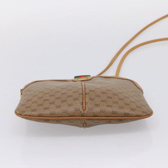 GUCCI Micro GG Web Sherry Line Shoulder Bag PVC Brown 904 02 047 Auth 209155