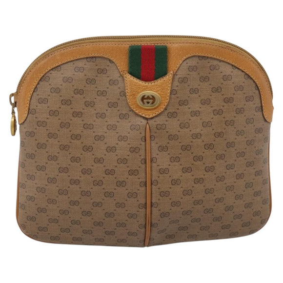 GUCCI Micro GG Web Sherry Line Shoulder Bag PVC Brown 904 02 047 Auth 209155