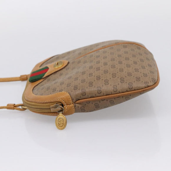 GUCCI Micro GG Web Sherry Line Shoulder Bag PVC Brown 904 02 047 Auth 209155