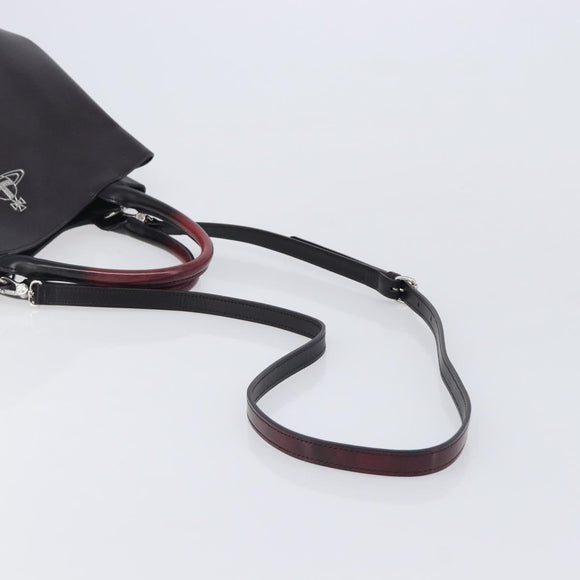 Vivienne Westwood Hand Bag Leather Dark Brown Silver Auth 209156A