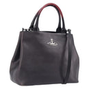 Vivienne Westwood Hand Bag Leather Dark Brown Silver Auth 209156A-1