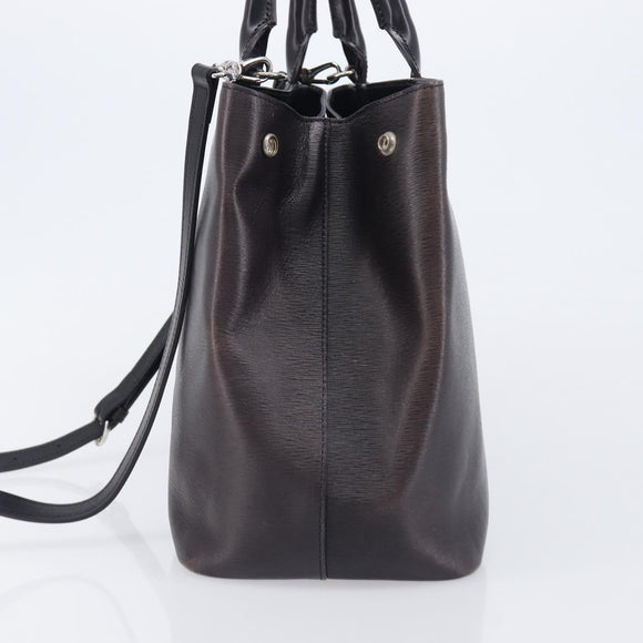 Vivienne Westwood Hand Bag Leather Dark Brown Silver Auth 209156A