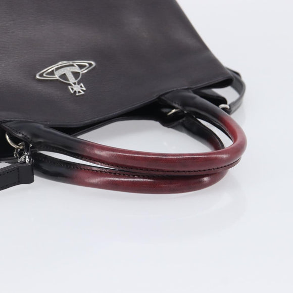 Vivienne Westwood Hand Bag Leather Dark Brown Silver Auth 209156A