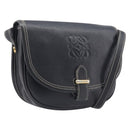 LOEWE Anagram Shoulder Bag Leather Black Gold Tone Auth 209157-1