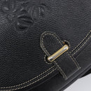 LOEWE Anagram Shoulder Bag Leather Black Gold Tone Auth 209157-18