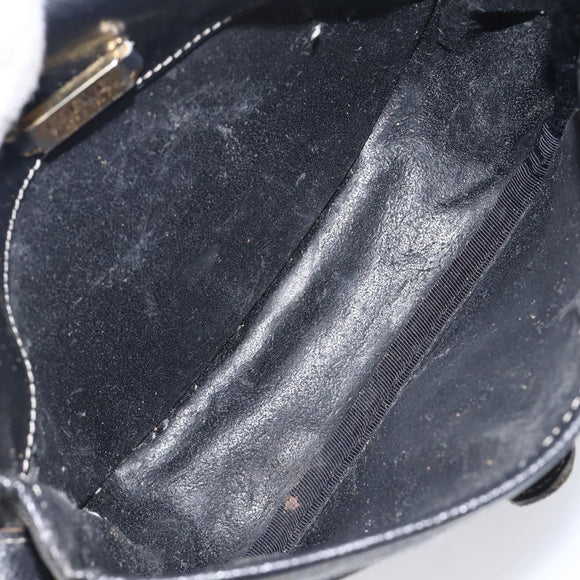 LOEWE Anagram Shoulder Bag Leather Black Gold Tone Auth 209157