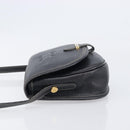 LOEWE Anagram Shoulder Bag Leather Black Gold Tone Auth 209157-5