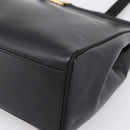 Salvatore Ferragamo Vala Tote Bag Leather Black Gold Tone Auth 209160-11