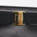 Salvatore Ferragamo Vala Tote Bag Leather Black Gold Tone Auth 209160-16