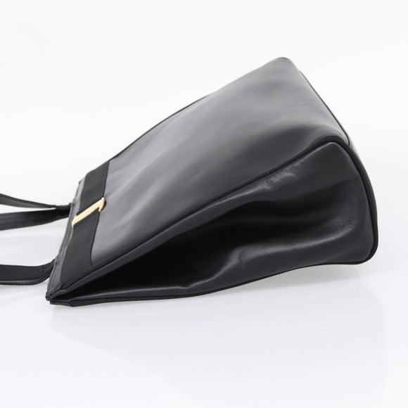 Salvatore Ferragamo Vala Tote Bag Leather Black Gold Tone Auth 209160