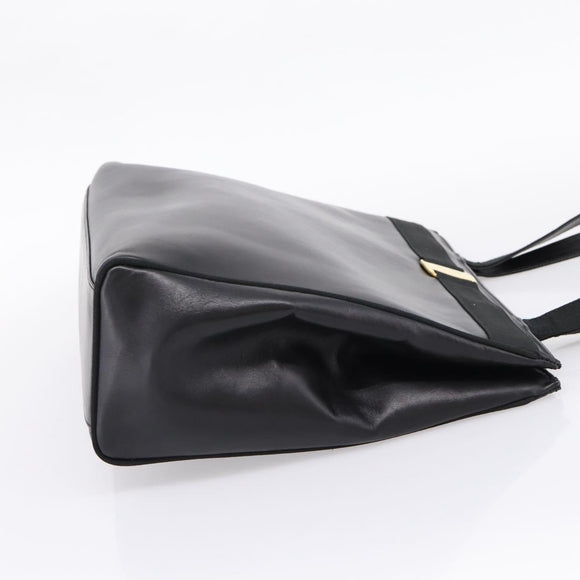 Salvatore Ferragamo Vala Tote Bag Leather Black Gold Tone Auth 209160