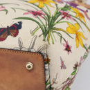 GUCCI Bamboo Flora Hand Bag Canvas Beige Gold Tone 137394 Auth 209161-10