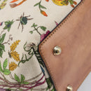 GUCCI Bamboo Flora Hand Bag Canvas Beige Gold Tone 137394 Auth 209161-13