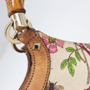 GUCCI Bamboo Flora Hand Bag Canvas Beige Gold Tone 137394 Auth 209161-15