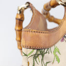GUCCI Bamboo Flora Hand Bag Canvas Beige Gold Tone 137394 Auth 209161-17